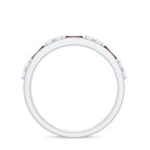 Genuine Baguette Garnet Half Eternity Band with Diamond AAA - Rosec Jewels