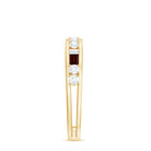 Genuine Baguette Garnet Half Eternity Band with Diamond AAA - Rosec Jewels