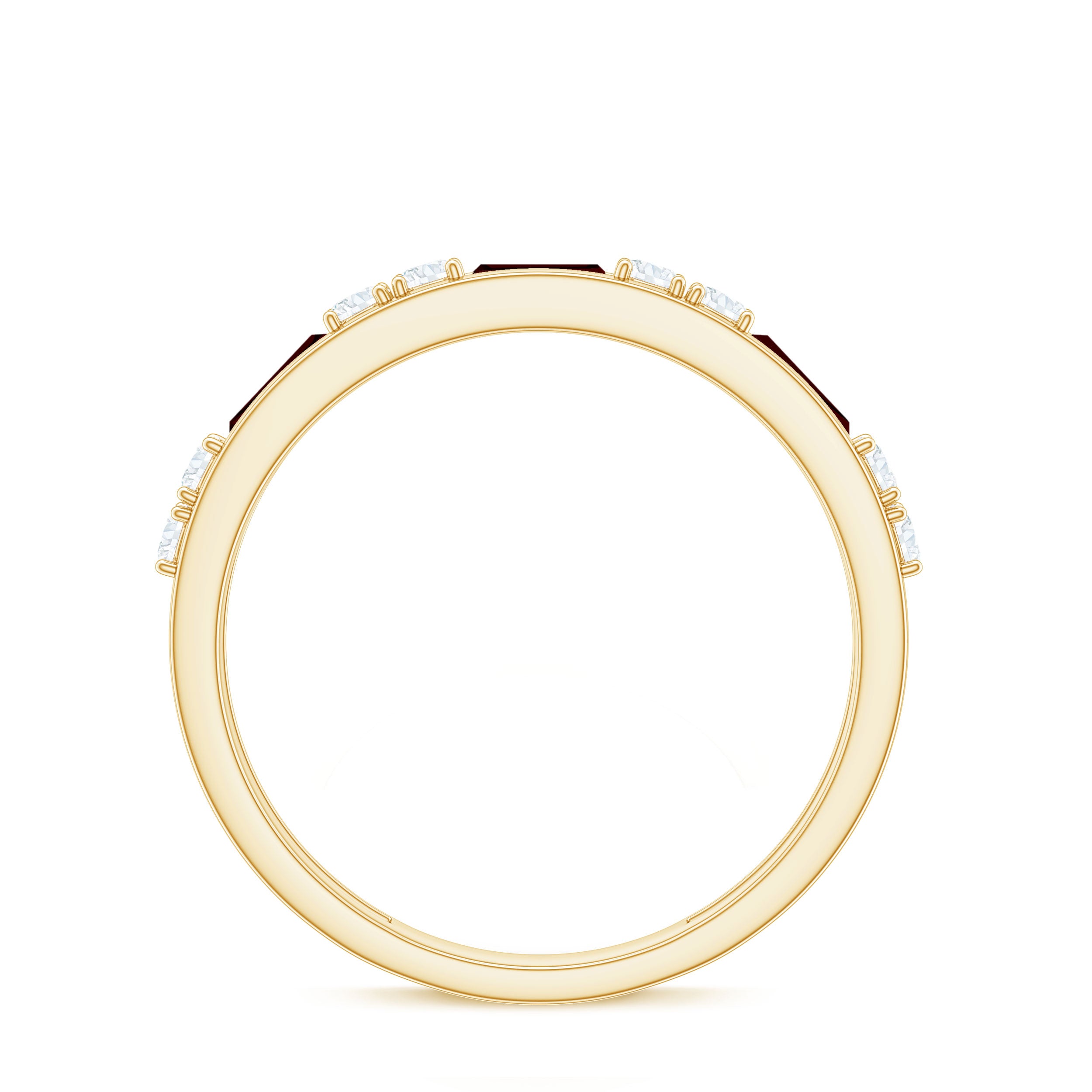 Genuine Baguette Garnet Half Eternity Band with Diamond AAA - Rosec Jewels