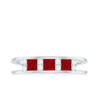 Rosec Jewels-Natural Princess cut Ruby Double Band Ring with Diamond