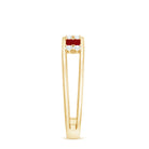 Rosec Jewels-Natural Princess cut Ruby Double Band Ring with Diamond