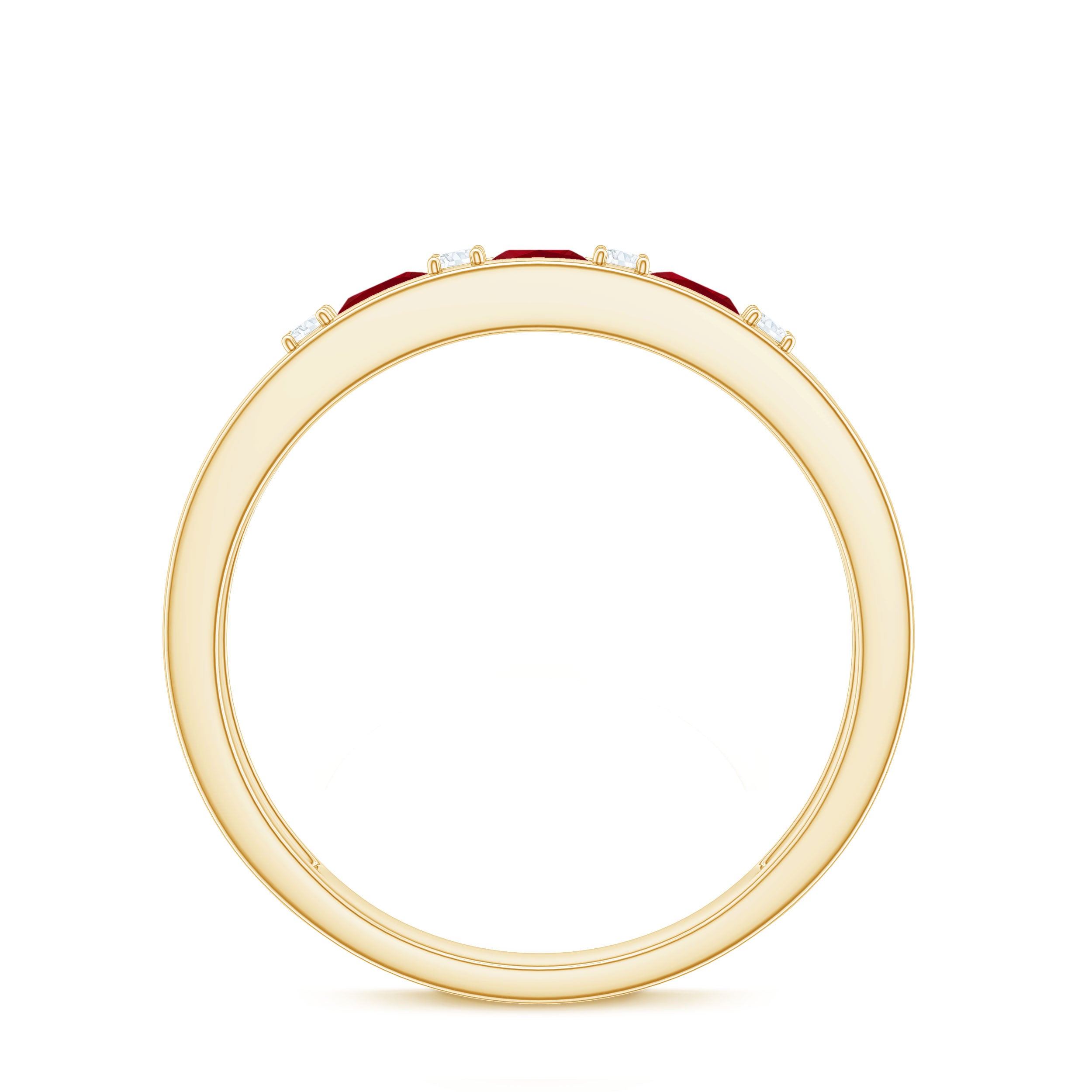 Rosec Jewels-Natural Princess cut Ruby Double Band Ring with Diamond