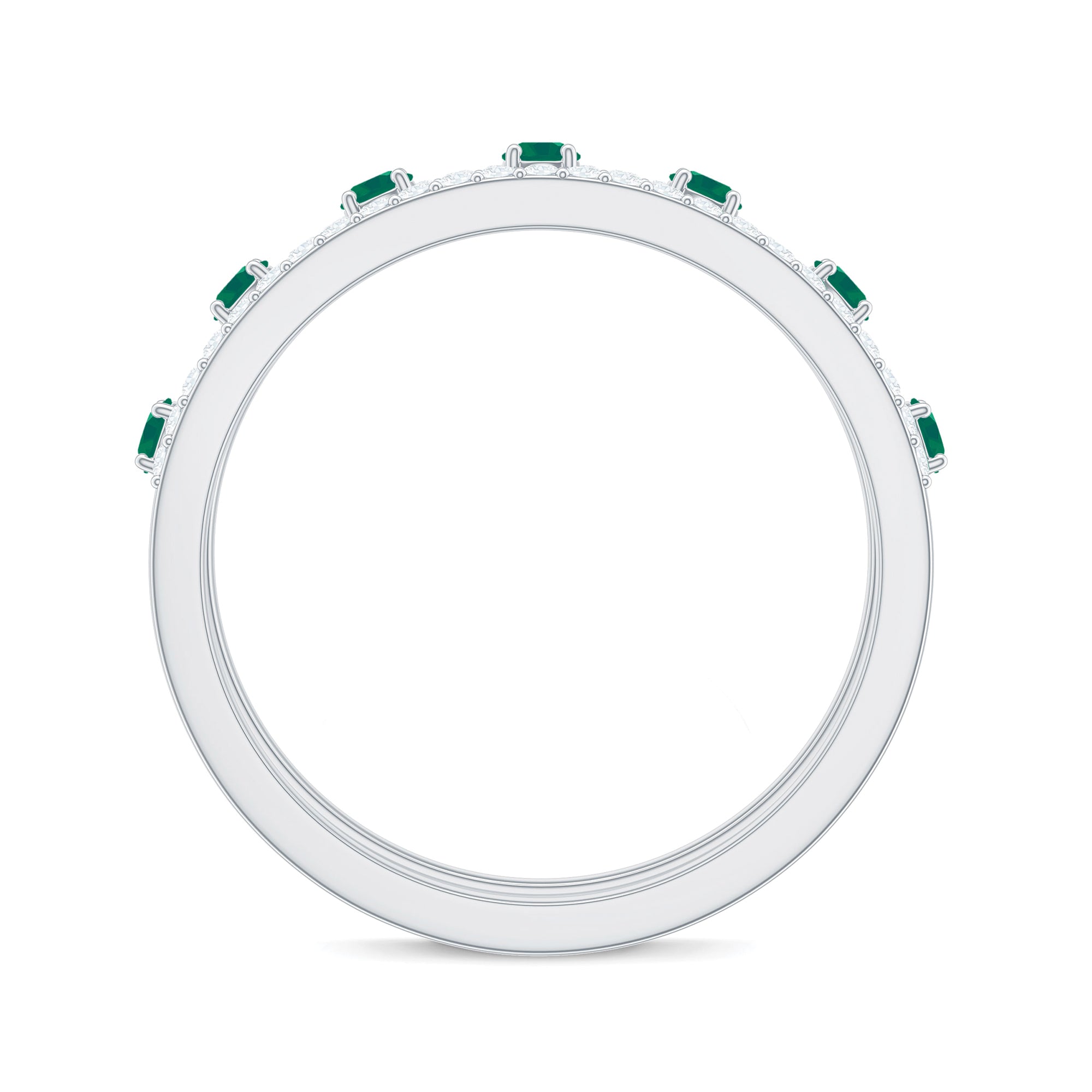 Rosec Jewels-Designer Emerald Diamond Wedding Band Ring with Certificate
