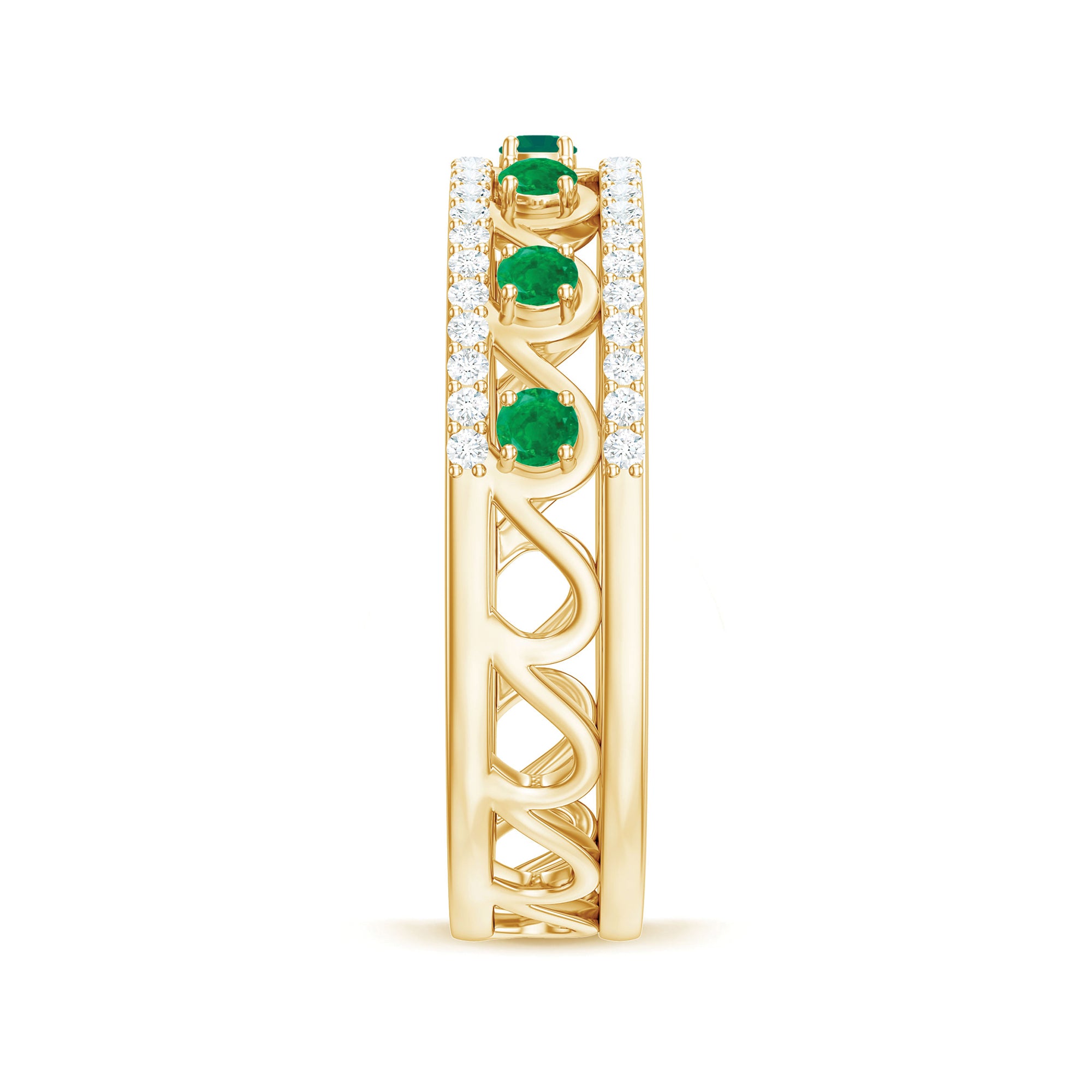 Rosec Jewels-Designer Emerald Diamond Wedding Band Ring with Certificate