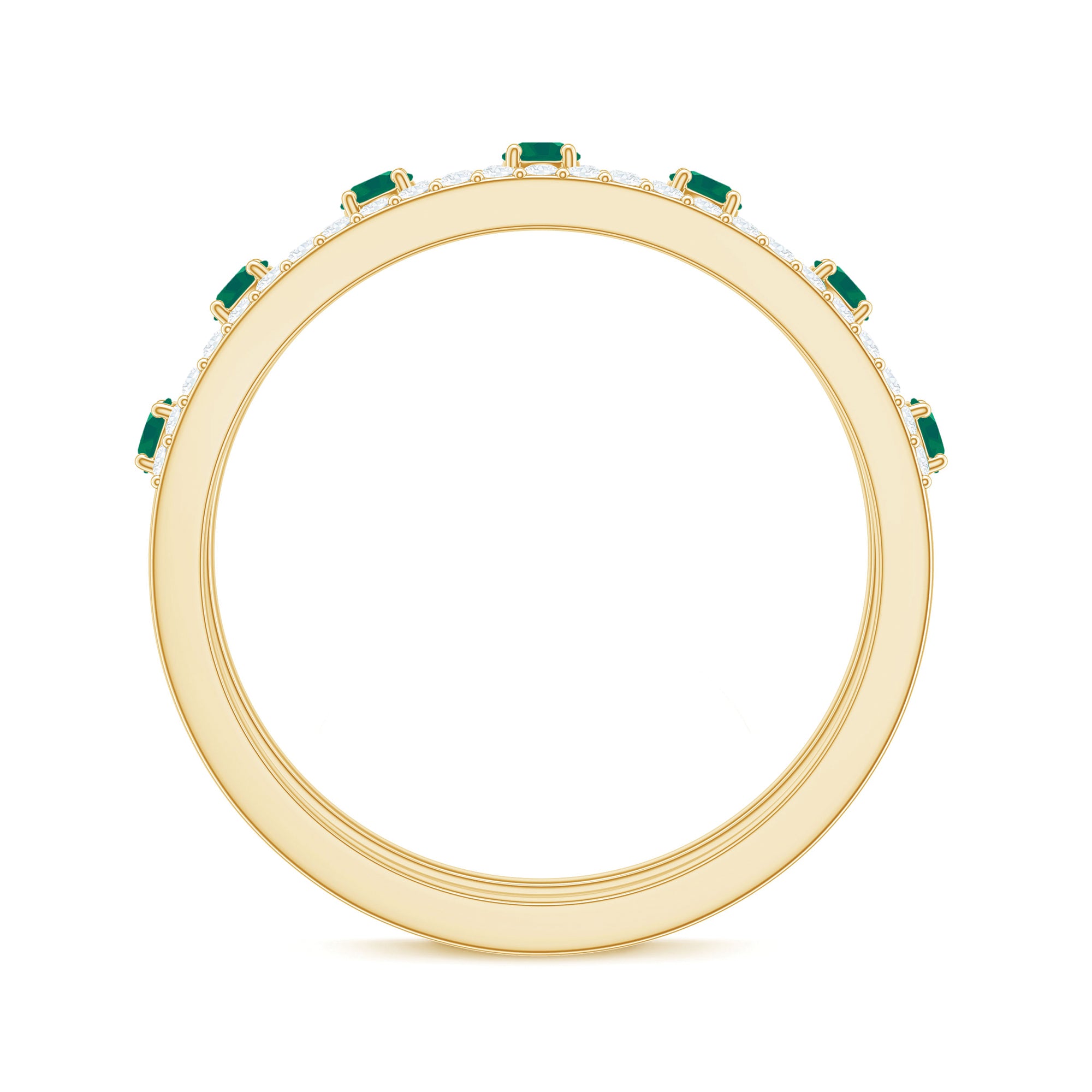 Rosec Jewels-Designer Emerald Diamond Wedding Band Ring with Certificate