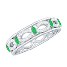 Genuine Emerald Diamond Eternity Wedding Band with Infinity Shank AAA - Rosec Jewels