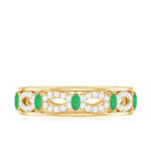 Genuine Emerald Diamond Eternity Wedding Band with Infinity Shank AAA - Rosec Jewels