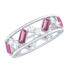 Certified Pink Tourmaline and Diamond Zig Zag Eternity Band AAA - Rosec Jewels