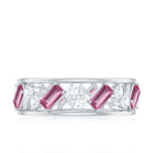Certified Pink Tourmaline and Diamond Zig Zag Eternity Band AAA - Rosec Jewels