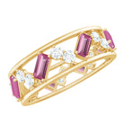 Certified Pink Tourmaline and Diamond Zig Zag Eternity Band AAA - Rosec Jewels