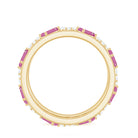 Certified Pink Tourmaline and Diamond Zig Zag Eternity Band AAA - Rosec Jewels
