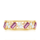 Certified Pink Tourmaline and Diamond Zig Zag Eternity Band AAA - Rosec Jewels