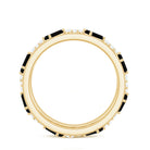 Black Onyx and Diamond Zig Zag Wide Wedding Band AAA - Rosec Jewels