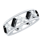 Rosec Jewels-Natural Black Spinel Diamond Eternity Band Ring for Anniversary