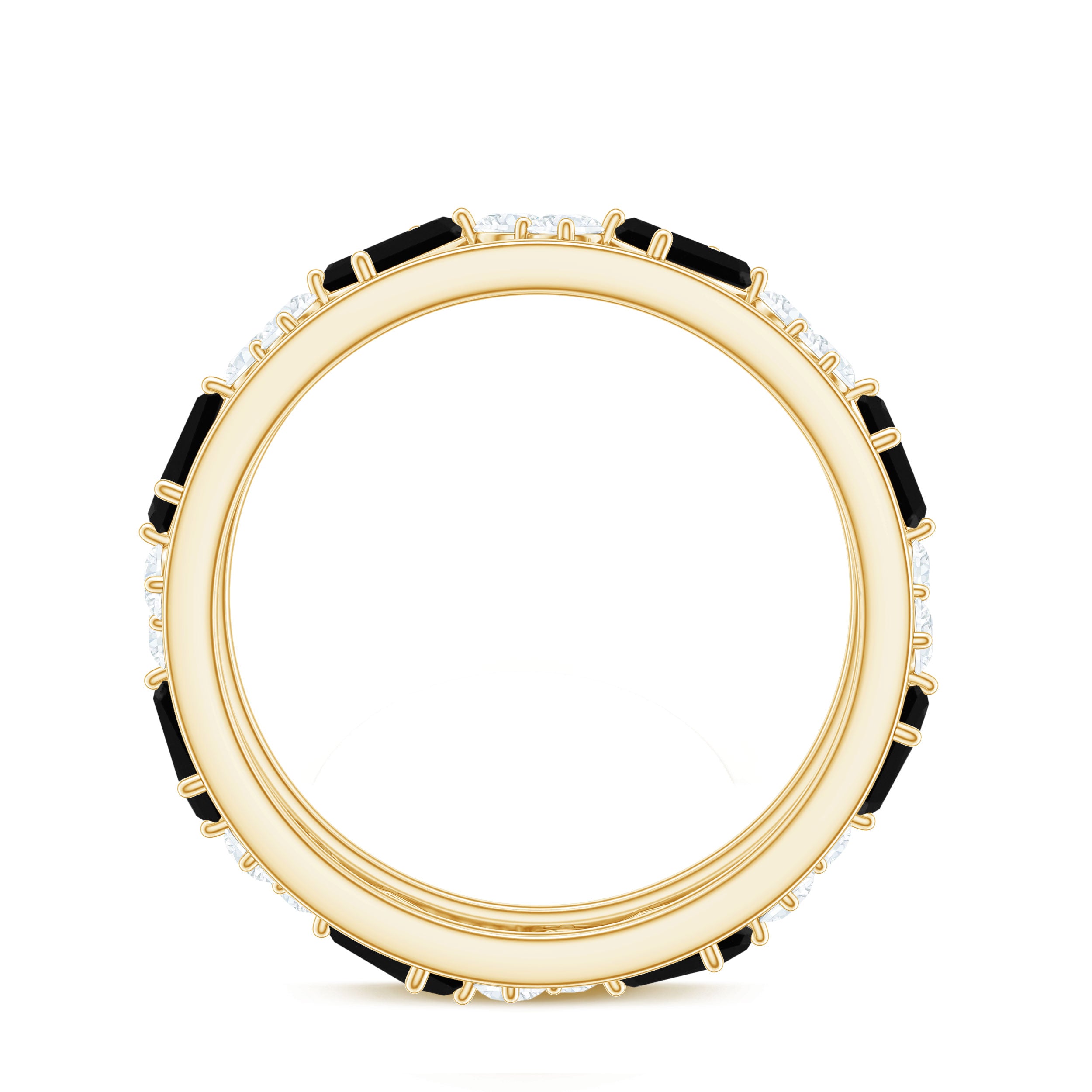Rosec Jewels-Natural Black Spinel Diamond Eternity Band Ring for Anniversary