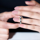 Baguette and Princess Cut London Blue Topaz Half Eternity Ring with Moissanite AAA - Rosec Jewels