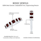 Natural Red Garnet Half Eternity Ring with Diamond AAA - Rosec Jewels