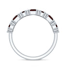 Natural Red Garnet Half Eternity Ring with Diamond AAA - Rosec Jewels