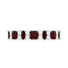 Natural Red Garnet Half Eternity Ring with Diamond AAA - Rosec Jewels