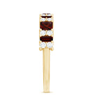 Natural Red Garnet Half Eternity Ring with Diamond AAA - Rosec Jewels
