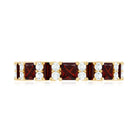 Natural Red Garnet Half Eternity Ring with Diamond AAA - Rosec Jewels