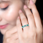 Rosec Jewels-Oval Emerald and Moissanite Eternity Wedding Band