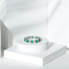 Rosec Jewels-Oval Emerald and Moissanite Eternity Wedding Band