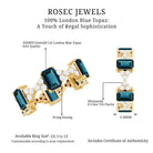 4X6mm Emerald Cut London Blue Topaz Designer Eternity Ring with Moissanite AAA - Rosec Jewels