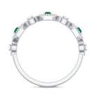 Certified Natural Emerald Art Deco Half Eternity Ring with Diamond AAA - Rosec Jewels