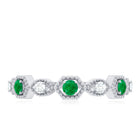 Certified Natural Emerald Art Deco Half Eternity Ring with Diamond AAA - Rosec Jewels