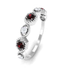 Rosec Jewels-Genuine Red Garnet Diamond Half Eternity Ring