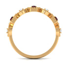 Rosec Jewels-Genuine Red Garnet Diamond Half Eternity Ring