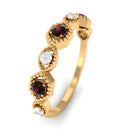 Rosec Jewels-Genuine Red Garnet Diamond Half Eternity Ring