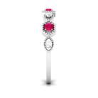 Vintage Style Ruby Diamond Half Eternity Ring for Women AAA - Rosec Jewels