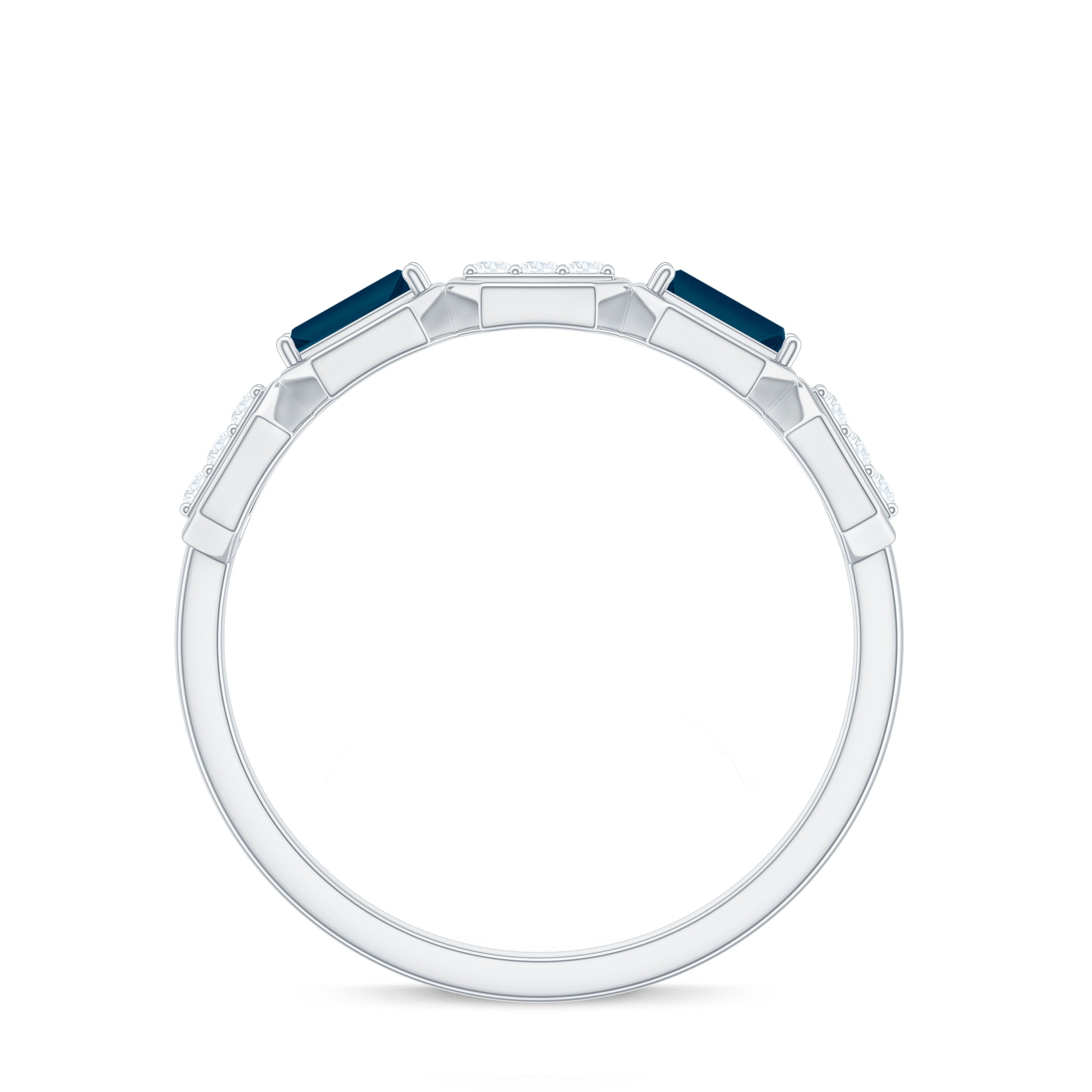 Rosec Jewels-Natural London Blue Topaz Designer Eternity Band with Diamond