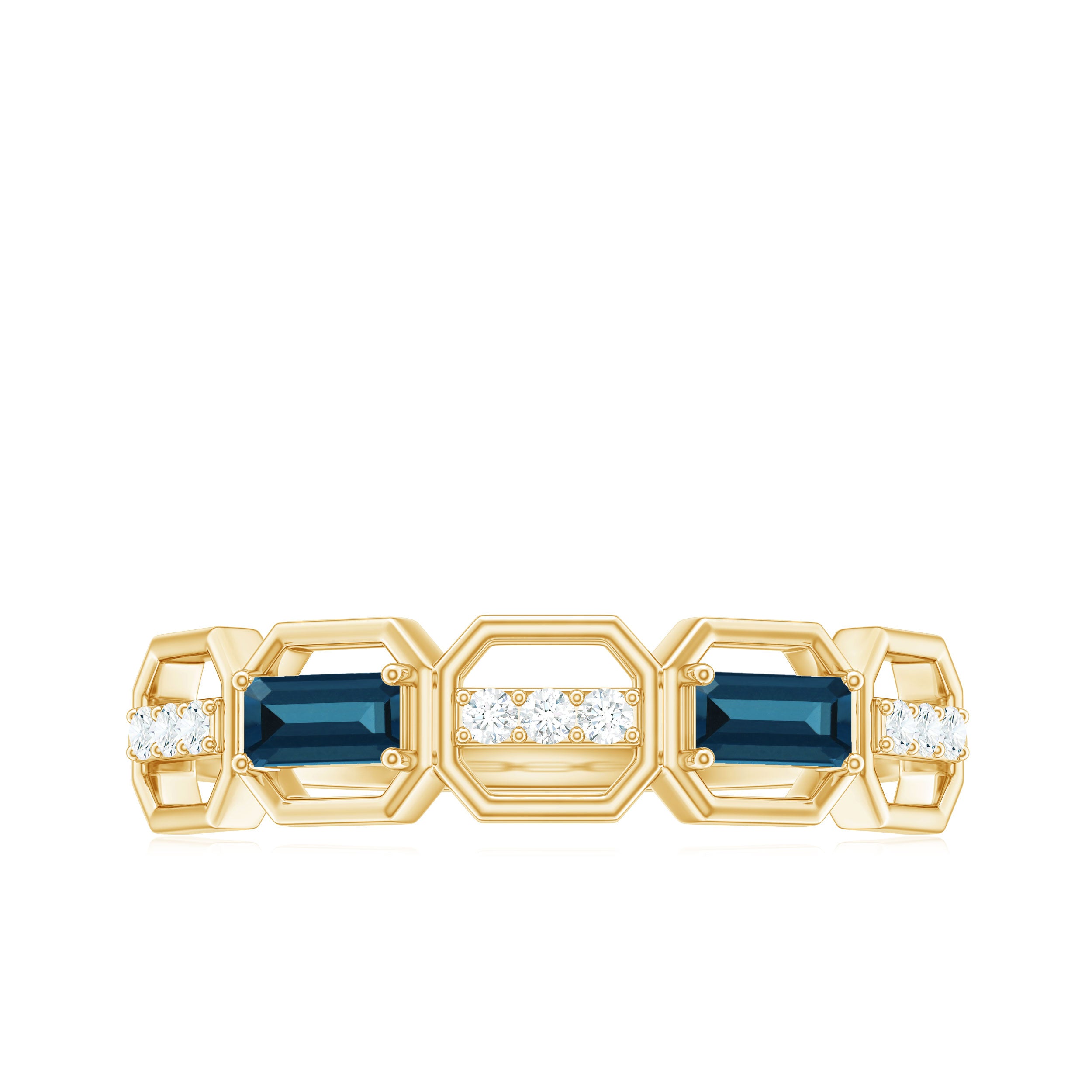 Rosec Jewels-Natural London Blue Topaz Designer Eternity Band with Diamond