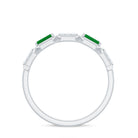 Rosec Jewels-Natural Baguette Emerald Diamond Anniversary Band Ring in East West Style