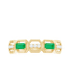 Rosec Jewels-Natural Baguette Emerald Diamond Anniversary Band Ring in East West Style