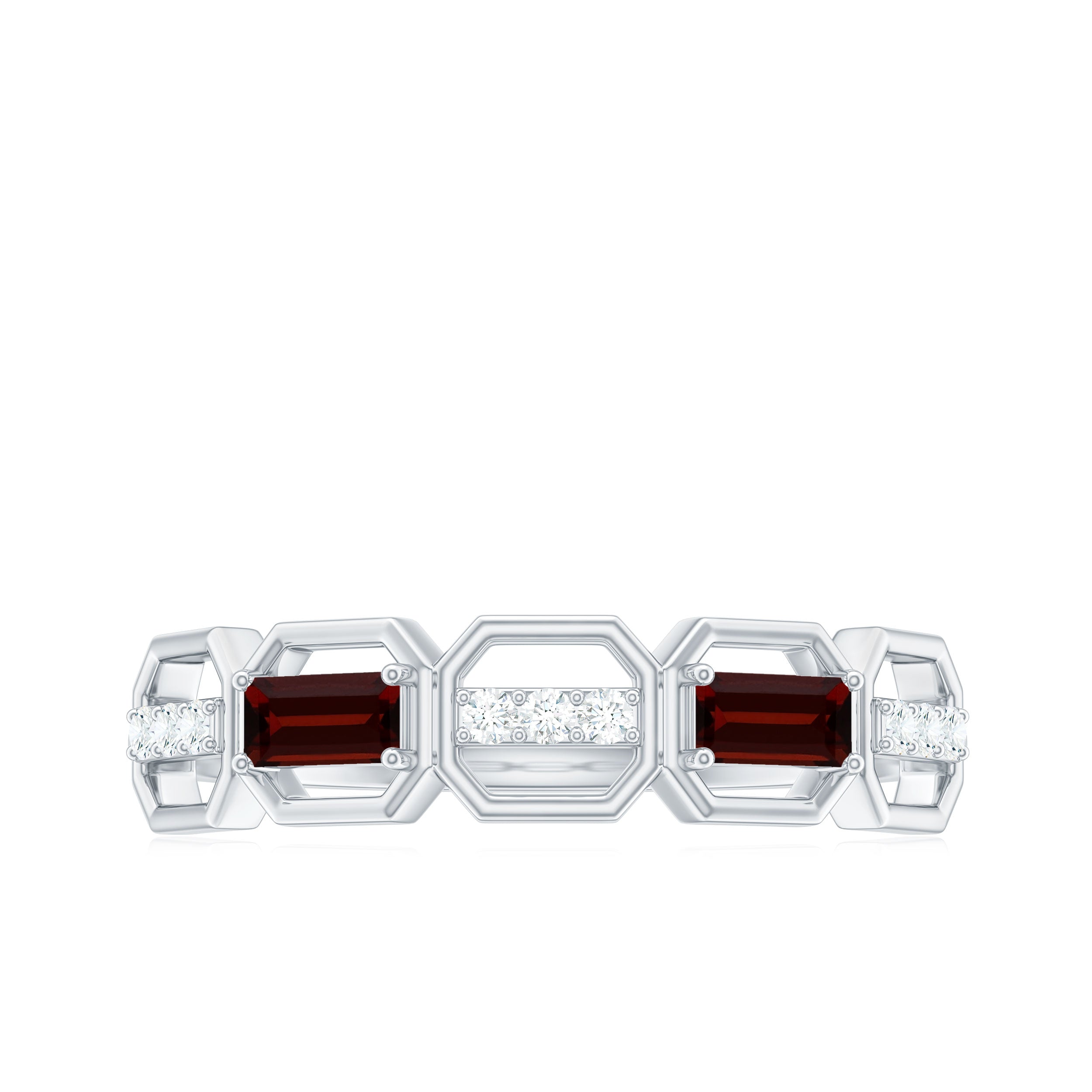 Rosec Jewels-Genuine Baguette Garnet Diamond Wedding Band Ring