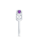 Natural Baguette Amethyst Half Eternity Wedding Band with Diamond AAA - Rosec Jewels