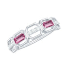 Rosec Jewels-Pink Tourmaline and Diamond Geometric Half Eternity Ring