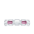 Rosec Jewels-Pink Tourmaline and Diamond Geometric Half Eternity Ring
