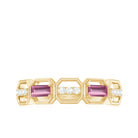 Rosec Jewels-Pink Tourmaline and Diamond Geometric Half Eternity Ring