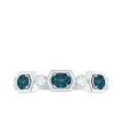 Rosec Jewels-Real Certified London Blue Topaz Halft Eternity Band Ring with Diamond
