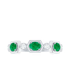 Classic Oval Emerald Diamond Half Eternity Band Ring in East West Style AAA - Rosec Jewels