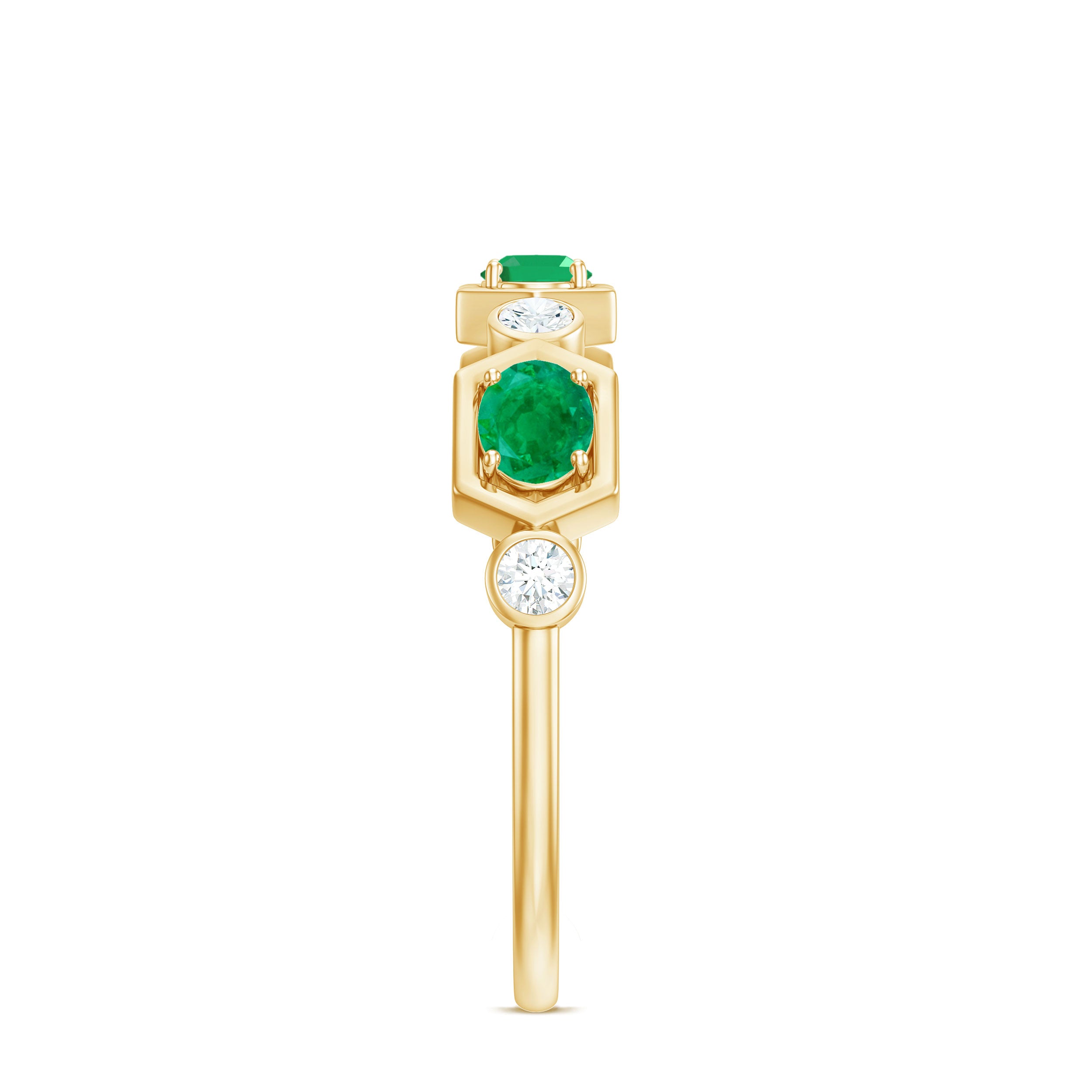 Classic Oval Emerald Diamond Half Eternity Band Ring in East West Style AAA - Rosec Jewels