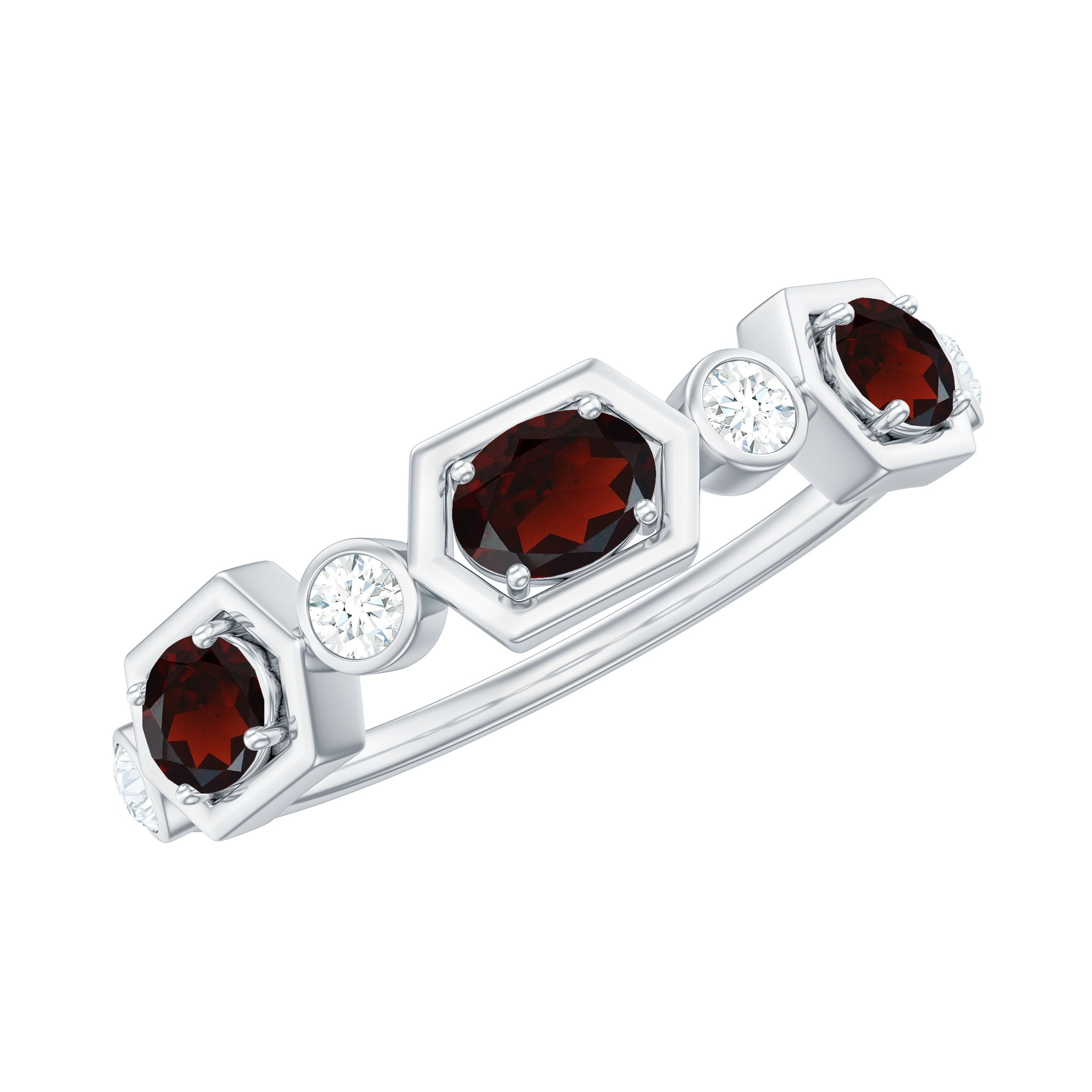 Rosec Jewels-Natural Garnet Diamond Wedding Band With Certificate