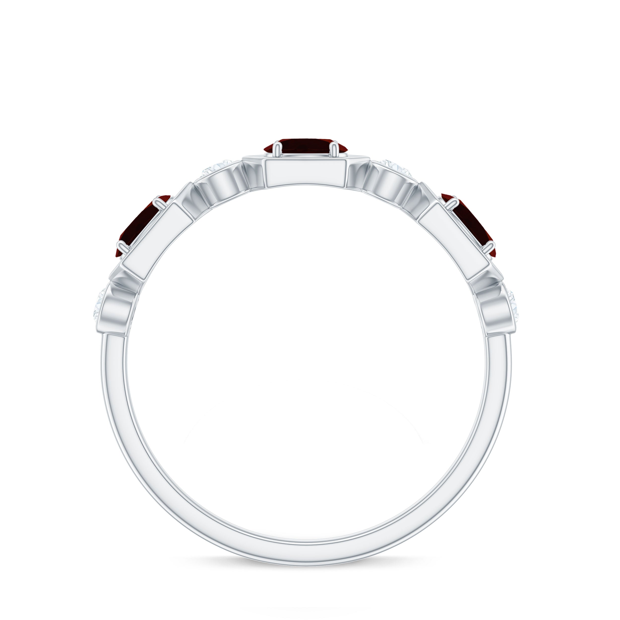 Rosec Jewels-Natural Garnet Diamond Wedding Band With Certificate