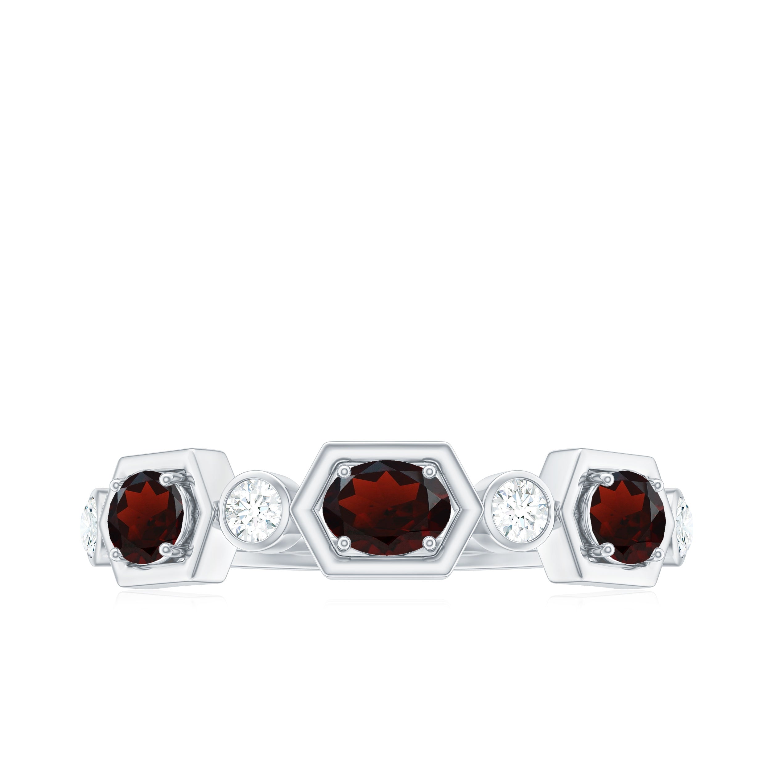 Rosec Jewels-Natural Garnet Diamond Wedding Band With Certificate