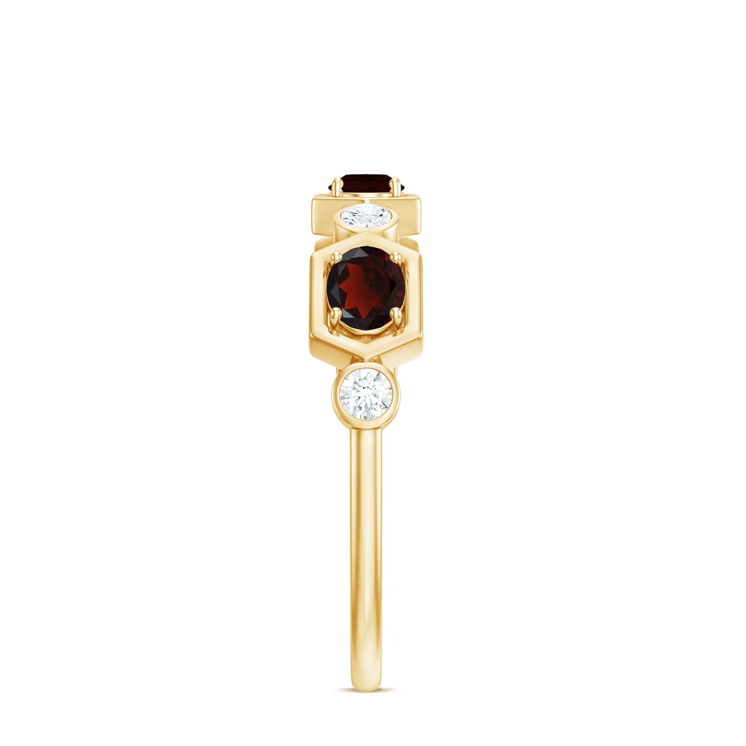 Rosec Jewels-Natural Garnet Diamond Wedding Band With Certificate